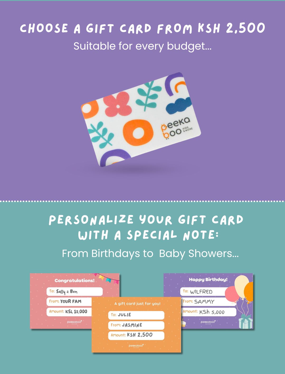 Peekaboo Gift Cards from KSh 2,500